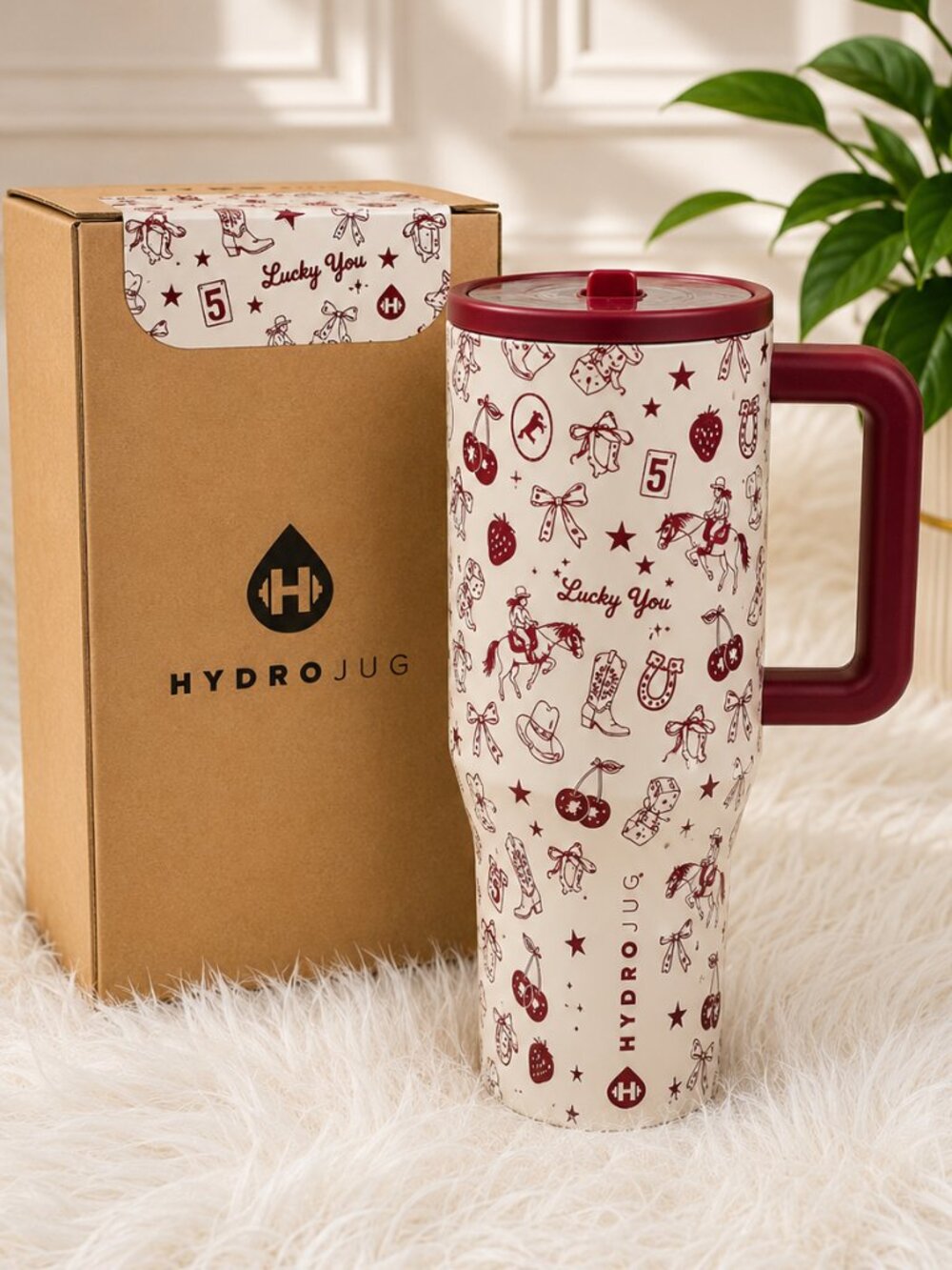 HydroJug 40oz Traveler Tumbler Lucky You Western NWT